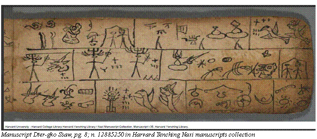 Casella di testo:  Manuscript Dter-gko Ssaw, pg. 8; n. 12885250 in Harvard Yenching Naxi manuscripts collection